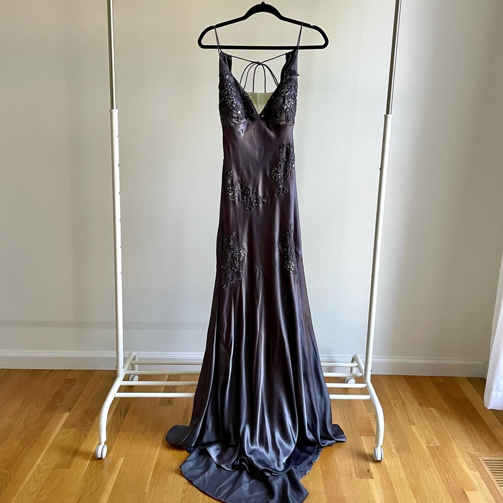 Dark pewter silky gown